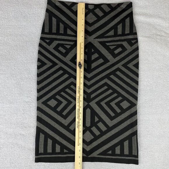 Catherine Malandrino Modern Stripe Jacq Midi Skirt Women's M Heather Grey/Black - Picture 6 of 11